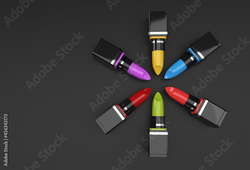 3D Render Mockup of Lipsticks Minimal Podium Scene for Display Products Advertising Design.