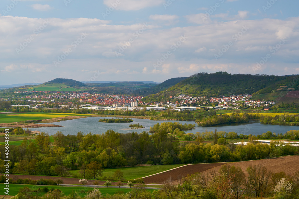 Blick vom Spitzberg bei Limbach in die Mainebene, Landkreis Hassberge, Unterfranken, Franken, Bayern, Deutschland