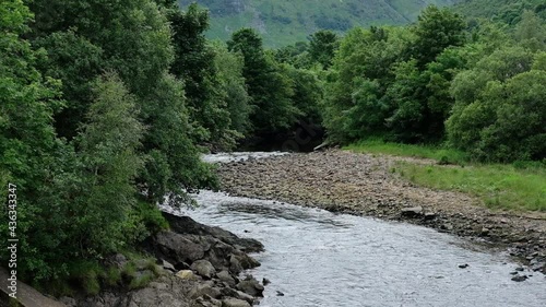 River, water flowing with scenic view on the background