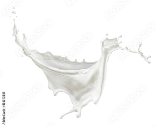 Milk splash isolated on white background photo