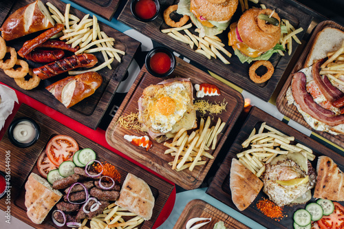 full table with dishes