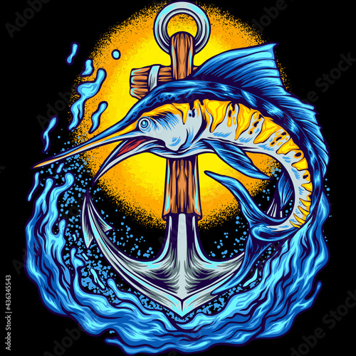 The Marlin Fish With Anchor