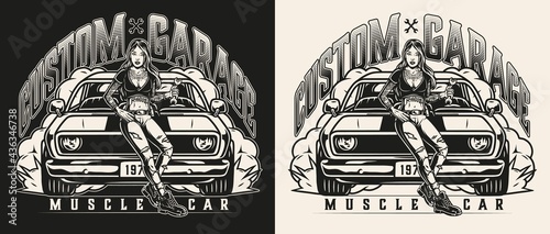 Custom car garage service logo