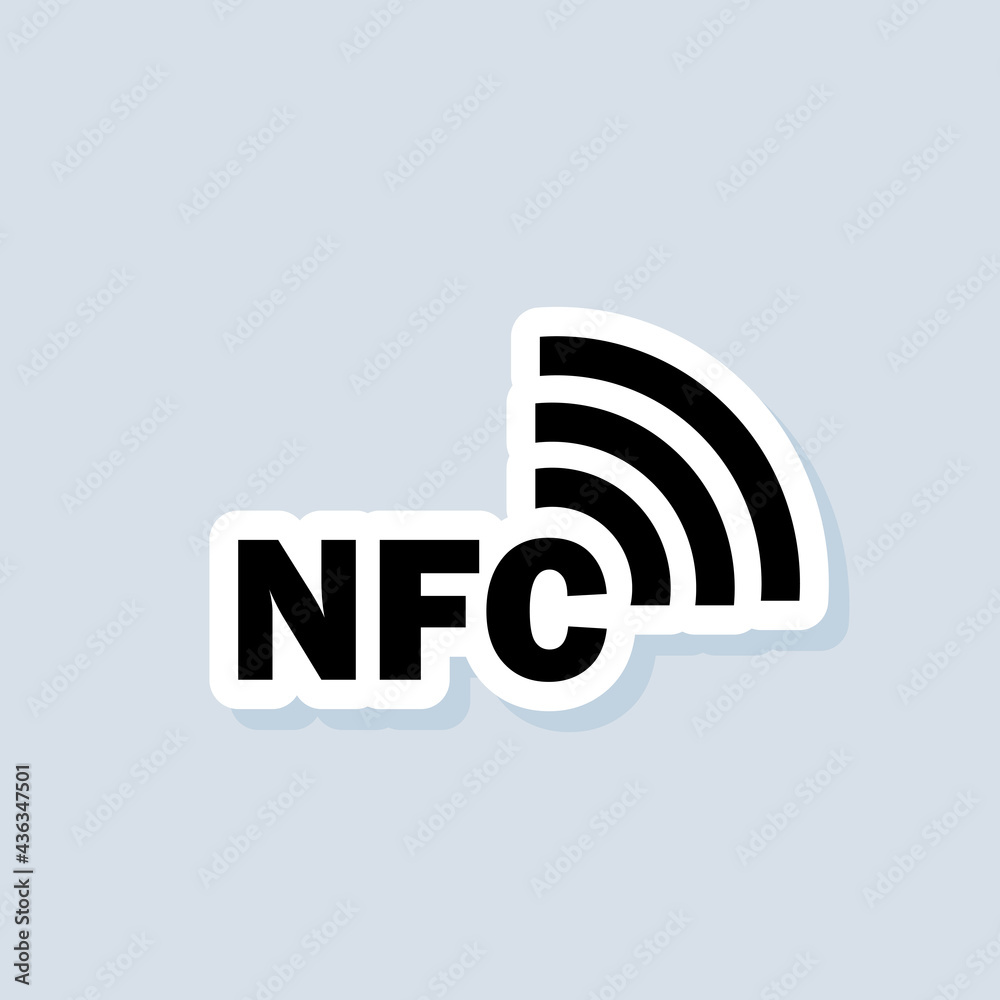 Nfc sticker. Contactless Payment icon. Wireless payment. Contactless cashless society icon. Vector on isolated background. EPS 10 Nfc sticker. Contactless Payment icon. Wireless payment. Contactless cashless society icon. Vector on isolated background. EPS 10