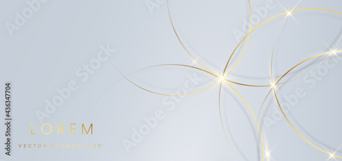 Abstract gold circles lines overlapping on gray background. Luxury concept.