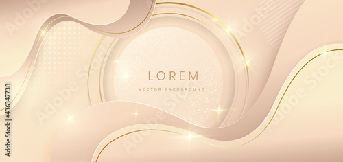 Abstract yellow shade luxury background 3d overlapping with circle gold lines. Luxury style.