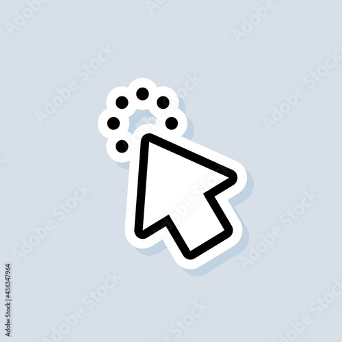 Pointer icon sticker. Cursor sign. Click icon. Computer mouse, cursors, pointing. Arrow and wait. Vector on isolated background. EPS 10