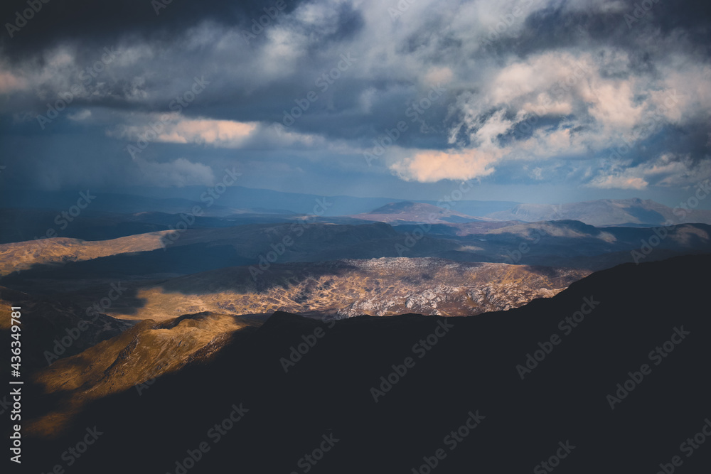View from Snowdon mountain peak, Wales, UK