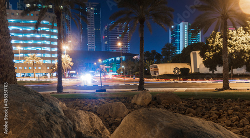 Dubai, UAE - 05.28.2021 Shot of a Shot of a first 3d printed building at night. Modern architecture photo