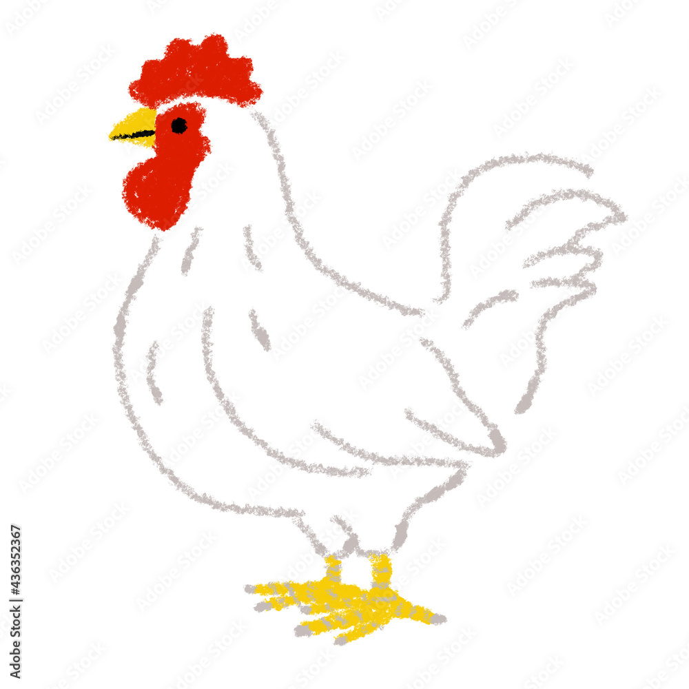 ニワトリ にわとり 鶏 イラスト 手描き クレヨン Ilustracion De Stock Adobe Stock