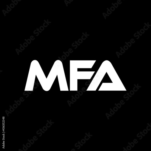 MFA letter logo design with black background in illustrator, vector logo modern alphabet font overlap style. calligraphy designs for logo, Poster, Invitation, etc. 