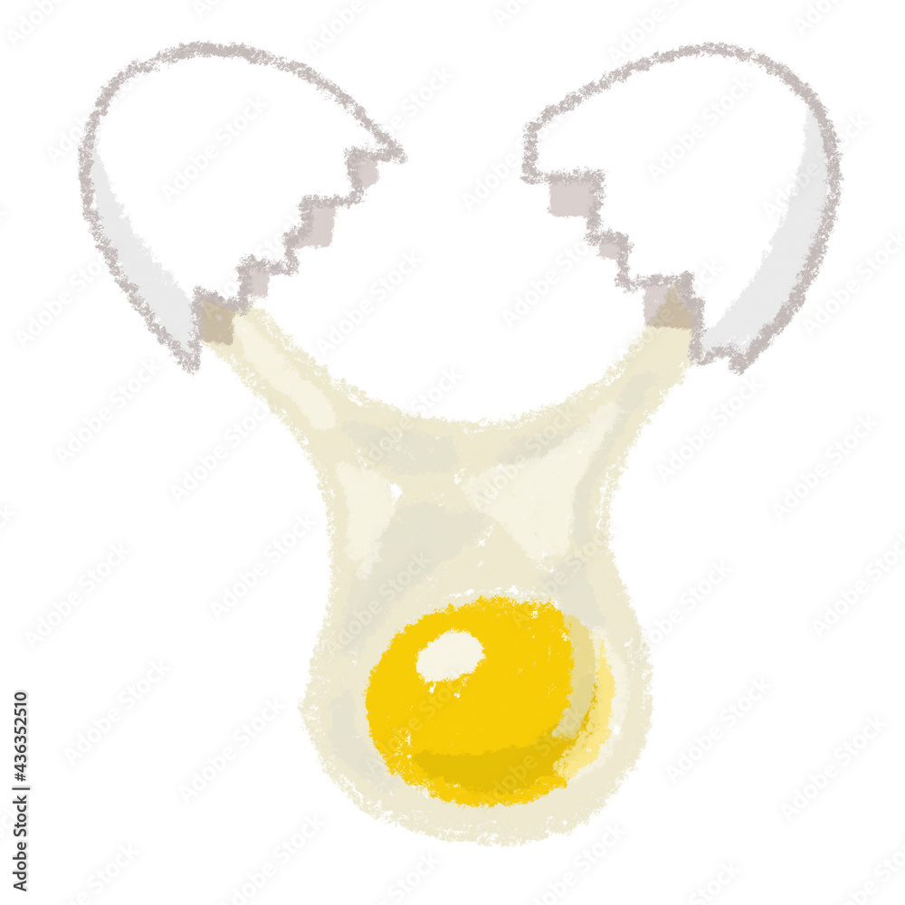 卵を割る 卵 生卵 イラスト 手描き クレヨン Stock Illustration Adobe Stock