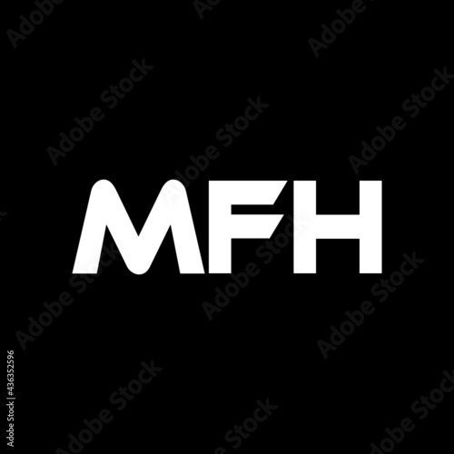 MFH letter logo design with black background in illustrator, vector logo modern alphabet font overlap style. calligraphy designs for logo, Poster, Invitation, etc. 