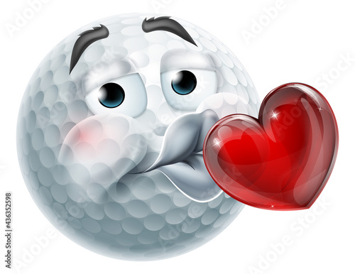 Golf Ball Kissing Heart Emoticon Emoji Icon Face