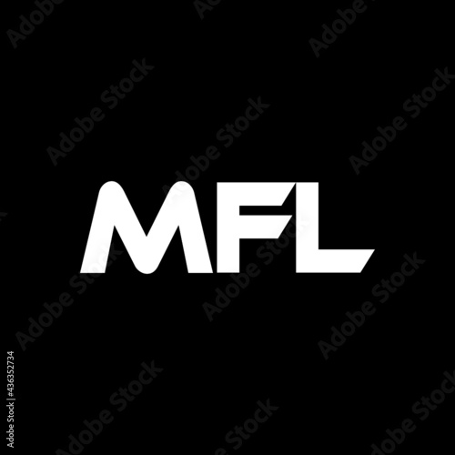 MFL letter logo design with black background in illustrator, vector logo modern alphabet font overlap style. calligraphy designs for logo, Poster, Invitation, etc. 