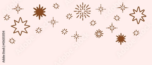 Boho stars seamless vector border. Doodle hand drawn stars banner