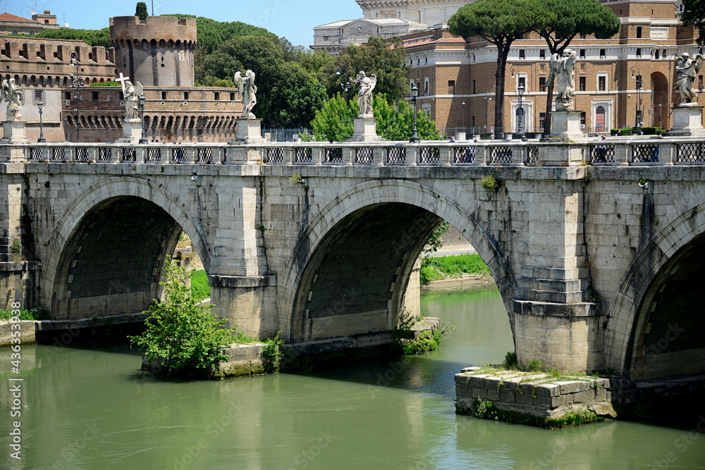 Castel Sant'Angelo (also known as Hadrian's Mausoleum), located on the right bank of the Teverenot far from the Vatican, connected to the Vatican State through the fortified corridor of the Castel Sant'Angelo (also known as Hadrian's Mausoleum), located on the right bank of the Teverenot far from the Vatican, connected to the Vatican State through the fortified corridor of the