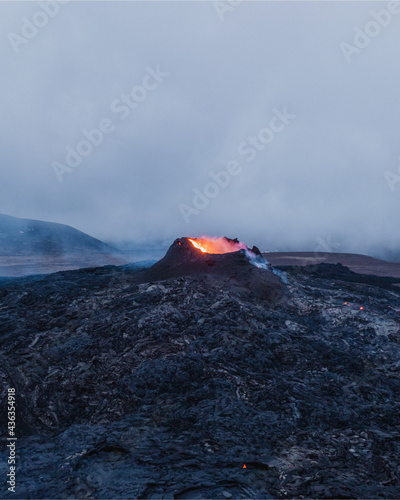 Crater Geldingadalur volcanic eruption in Iceland 2021