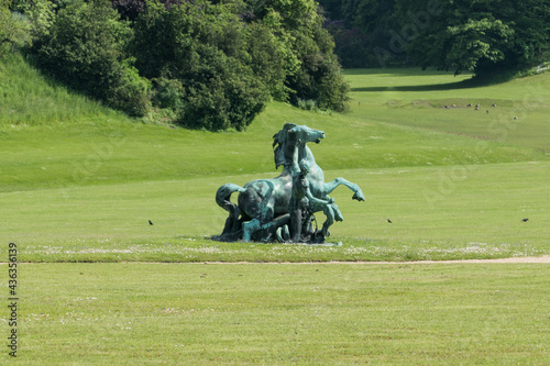 Belgium, Brussels, horse sculpture in the gardens of the castle of Laeken