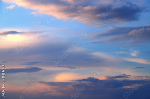 Scenic cloudy evening sky background