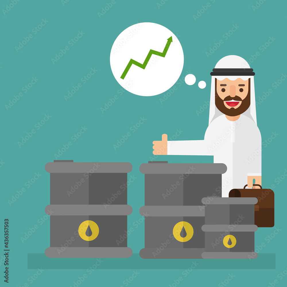 Arabic businessman with oil price growth