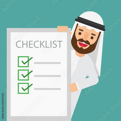 Arabic businessman shows a business plan