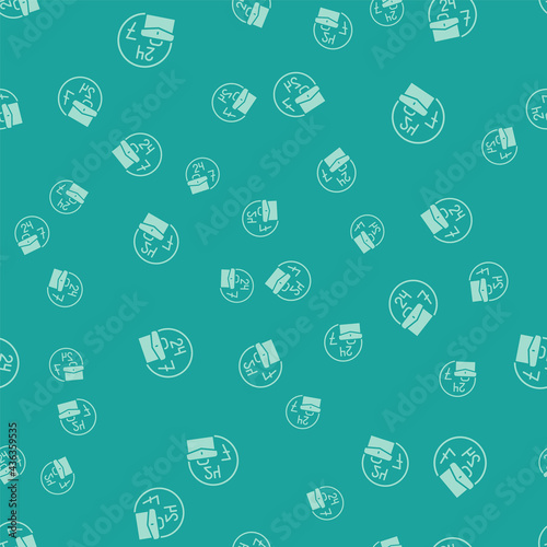 Green Always busy icon isolated seamless pattern on green background. Vector