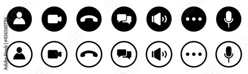 Video call icons, collection. Video conferencing symbols. Video call, vector buttons.