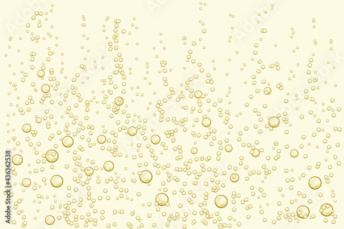 Fizzy sparkles in realistic effervescent champagne drink, soda effect, clean oxygen, beer, or gas.
