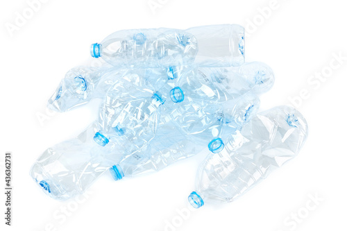 Heap of crumpled empty plastic water bottles
