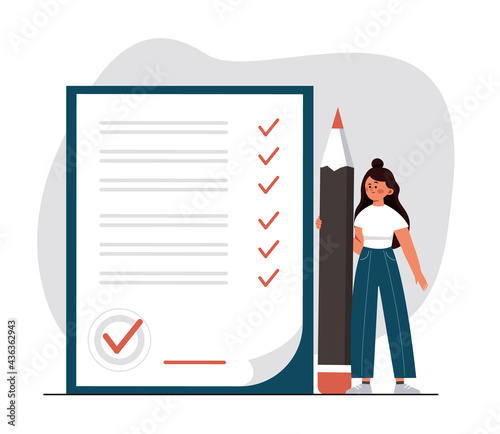Man make a deal agreement, checking and signing loan contract. Woman with pen put signature