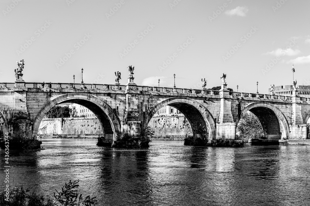 Old medieval St. Angelo bridge in Rome, Italy