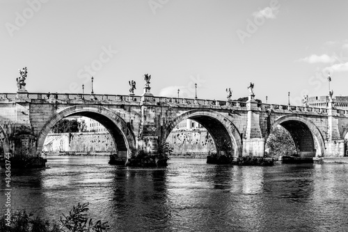 Old medieval St. Angelo bridge in Rome, Italy