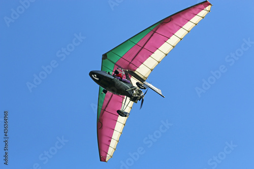 Canvas-taulu Ultralight airplane flying in a blue sky