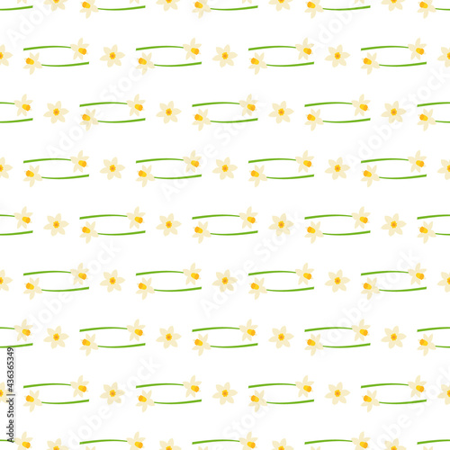 seamless pattern of blossoming fragrant daffodils. 
vector illustration.