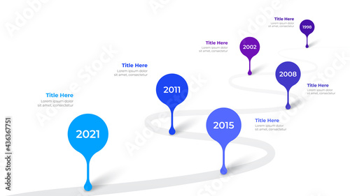 Infographic timeline design template. Modern road vector illustration. Concept of steps or options of business process