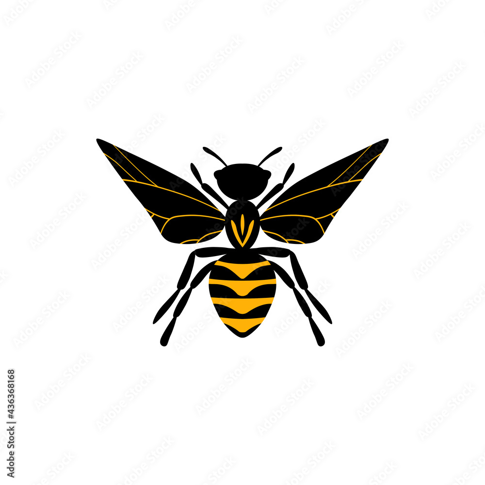 Cartoon bee mascot. A small bees flies. Wasp collection. Vector characters. Incest icon. Template design for invitation, cards. Doodle style Cartoon bee mascot. A small bees flies. Wasp collection. Vector characters. Incest icon. Template design for invitation, cards. Doodle style