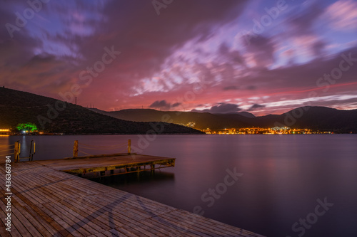 Dreamy Sunset at Torba, Bodrum region, Turkey. Long exposure picture, october 2020