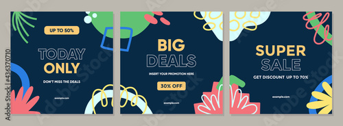 Sale square banner template for social media post, feed, banners design, web or internet advertisment. Trendy abstract square template with colorful concept.
