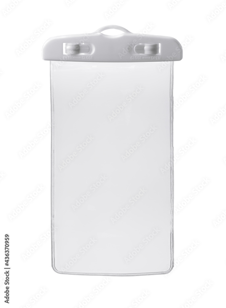 Front view of empty waterproof plastic phone case Front view of empty waterproof plastic phone case