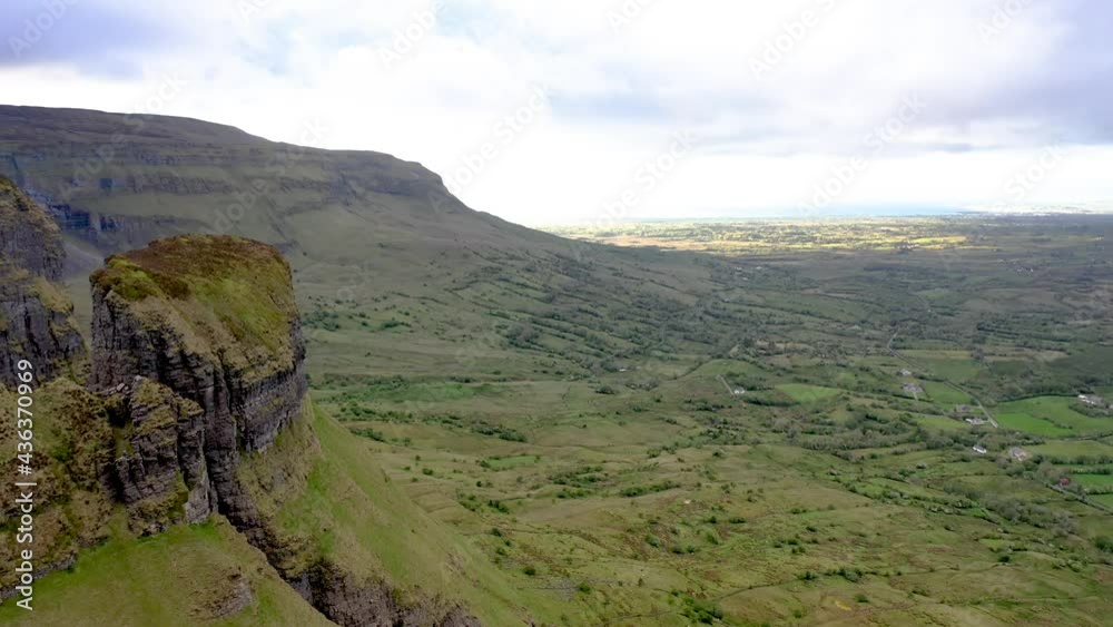 Aerial view of rock formation located in county Leitrim, Ireland called Eagles Rock