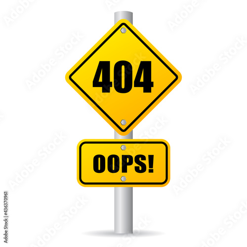 Oops 404 error vector sign