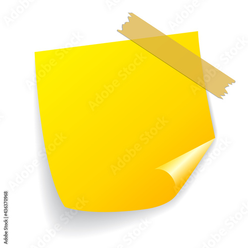 Blank yellow note paper vector cartoon