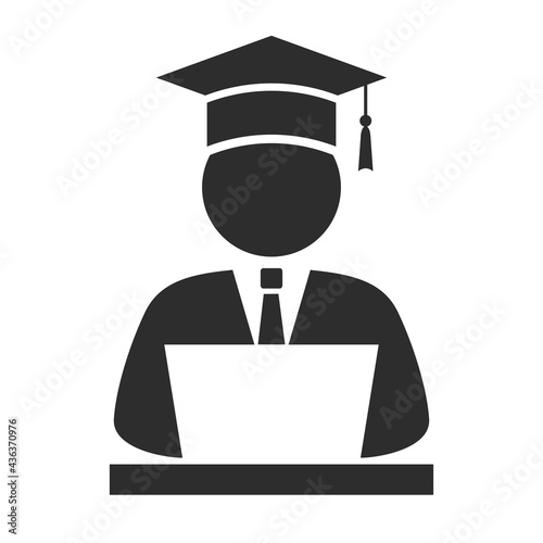 Student with computer vector icon
