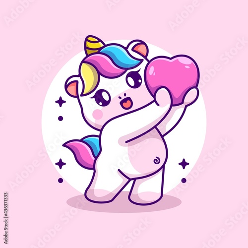 Adorable unicorn is giving hearts cartoon © wawadzgn
