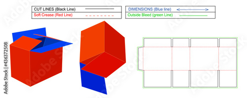 Corrugated shipping box, Standard dieline tamplate and 3d box