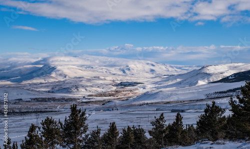 Panoramic view on Erzurum city from mountain skiing resort Palandoken. Turkey, january 2021 © Сергій Вовк