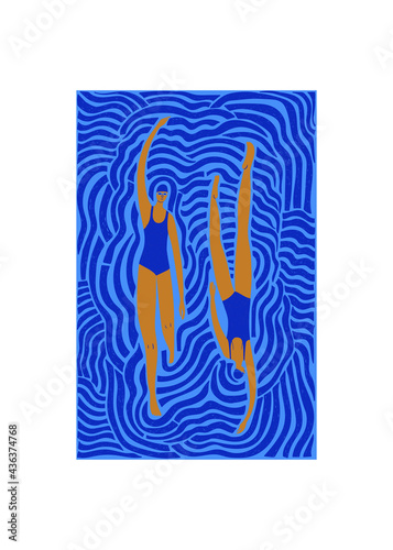 Psychedelic wave swimming pool illustration