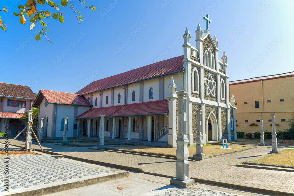 Catholic Church of the Virgin Mary (Temple of Our Lady of Matara) on a sunny day. Matara, Sri Lanka