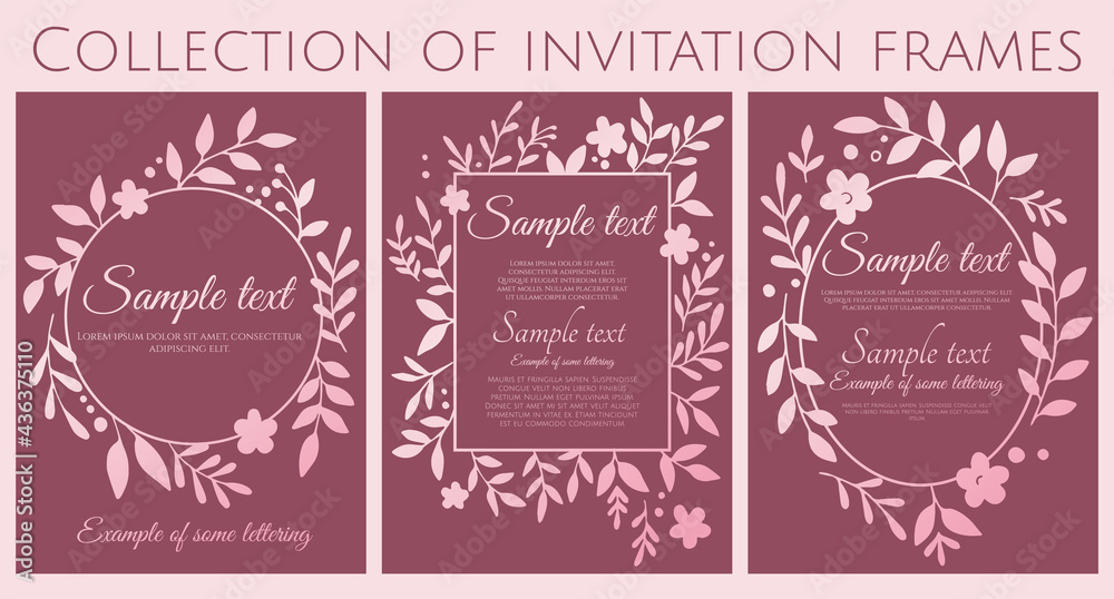 collection of rose invitation with simple branches